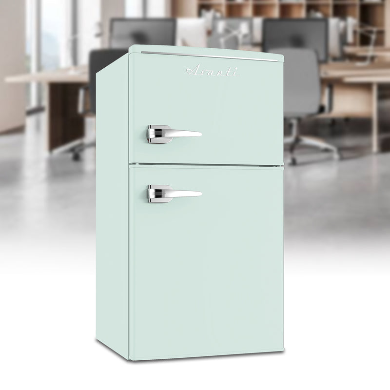 Avanti Retro Series Compact Refrigerator and Freezer, 3.0 cu. ft., in Seafoam Green