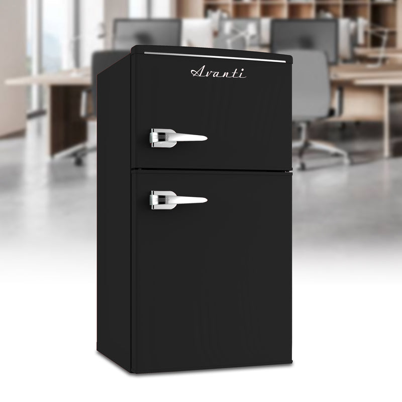 Avanti Retro Series Compact Refrigerator and Freezer, 3.0 cu. ft., in Black
