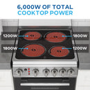 Electric range with ceramic glass cooktop, four coil burners and front control knobs.