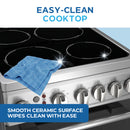 Stainless electric range cooktop with four ceramic elements and front control knob panel