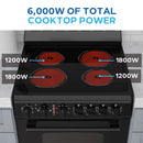 Black ceramic-glass cooktop electric range with four coil heating elements