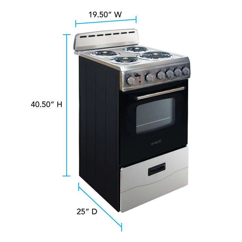 Avanti 20" Electric Range Oven with Framed Glass Door