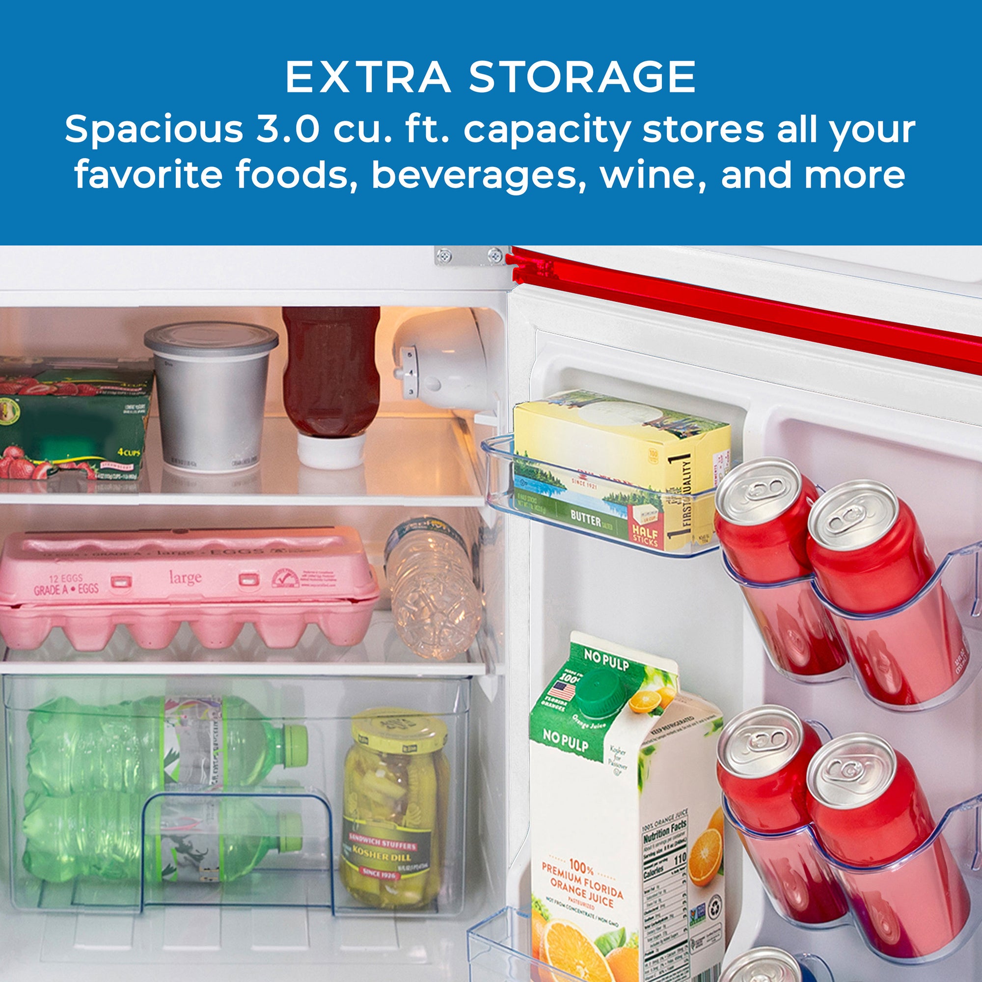 Avanti Mini Fridge with Freezer Retro Design Compact Refrigerator for Home Office or Dorm, Features Dual Doors Removable Shelves Manual Defrost and Mechanical Adjustable Temp Control, 3.1-Cu.Ft, Blue on Fridge.com