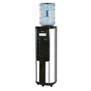 Hot and cold water dispenser, stainless steel base with clear top bottle