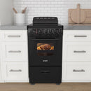 Avanti 20-inch electric range with ceramic glass cooktop, black, viewing window