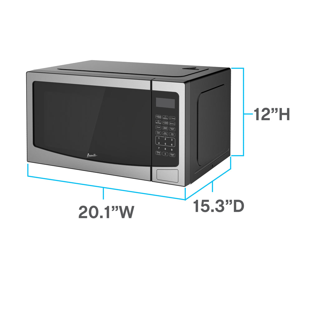 1.1 Cu. Ft. 1000 W Mid Size Microwave Oven Pre-programmed White Stainless  Steel