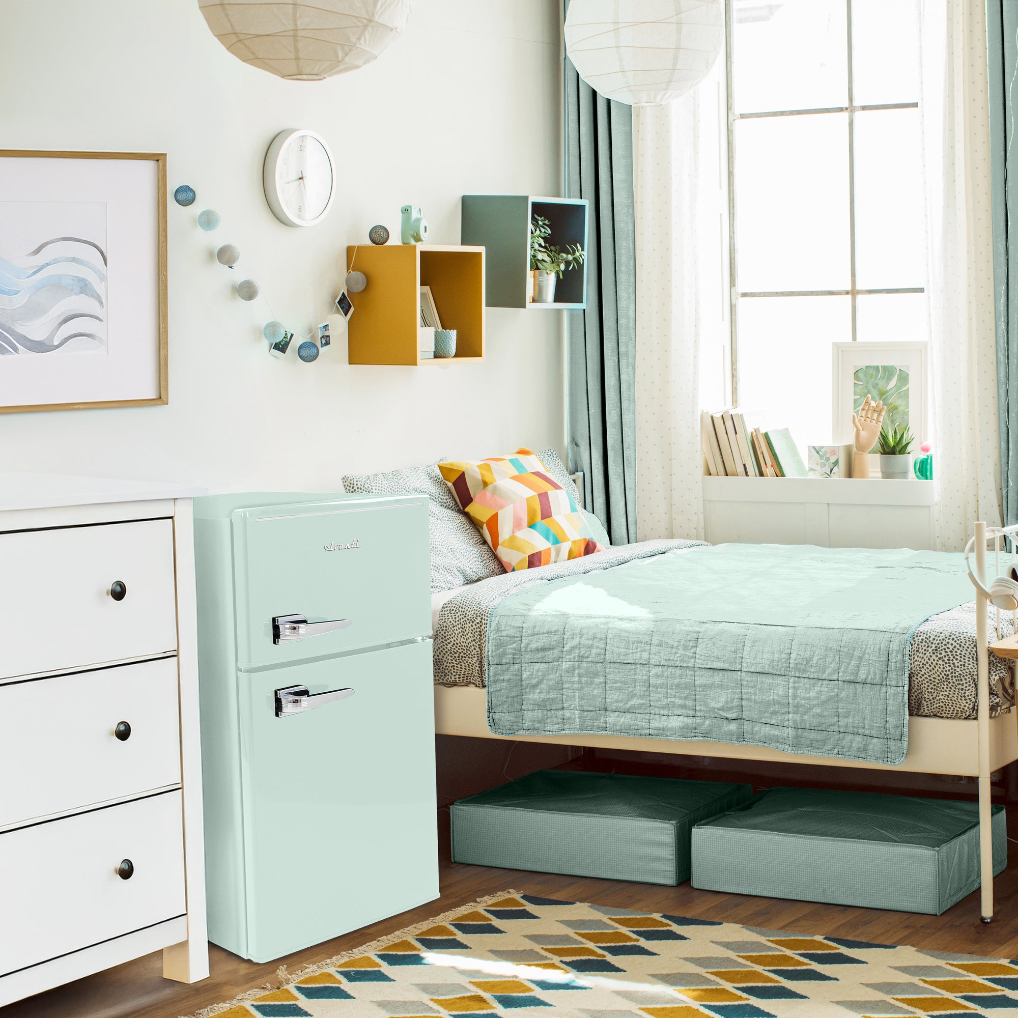 Avanti Mini Fridge with Freezer Retro Design Compact Refrigerator for Home Office or Dorm, Features Dual Doors Removable Shelves Manual Defrost and Mechanical Adjustable Temp Control, 3.1-Cu.Ft, Blue on Fridge.com