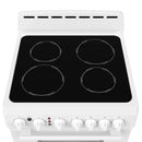 24-inch electric range with ceramic glass cooktop and four smooth heating elements, white
