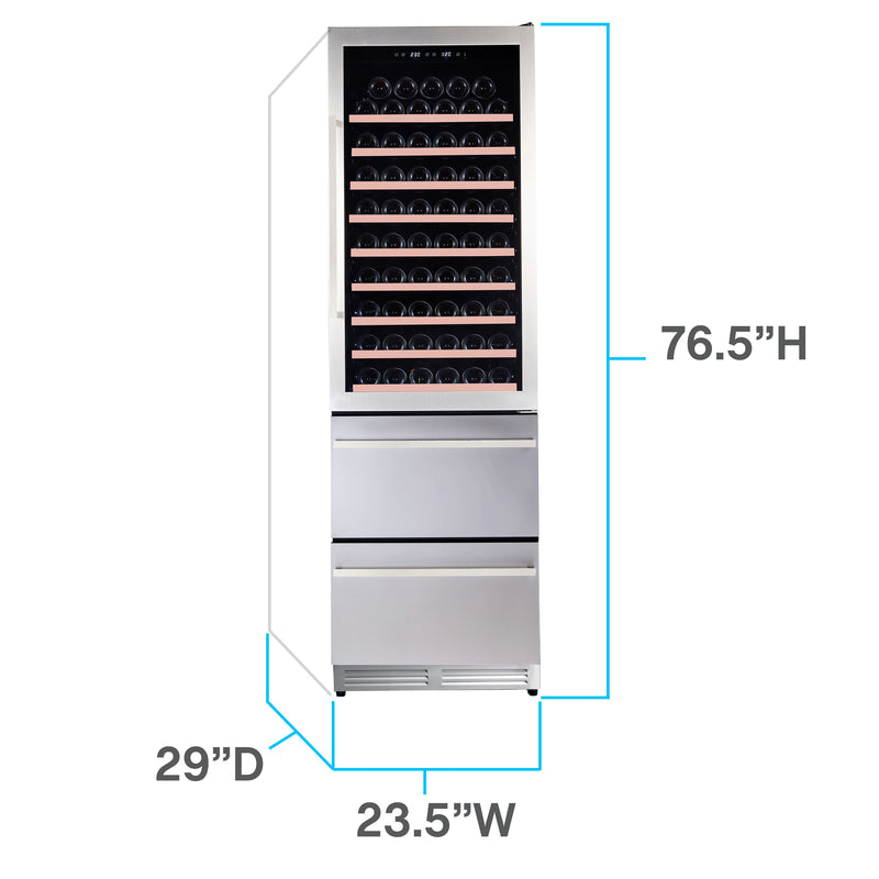 Avanti ELITE Series Wine Cooler, 2-Drawer Beverage Center, Stainless Steel