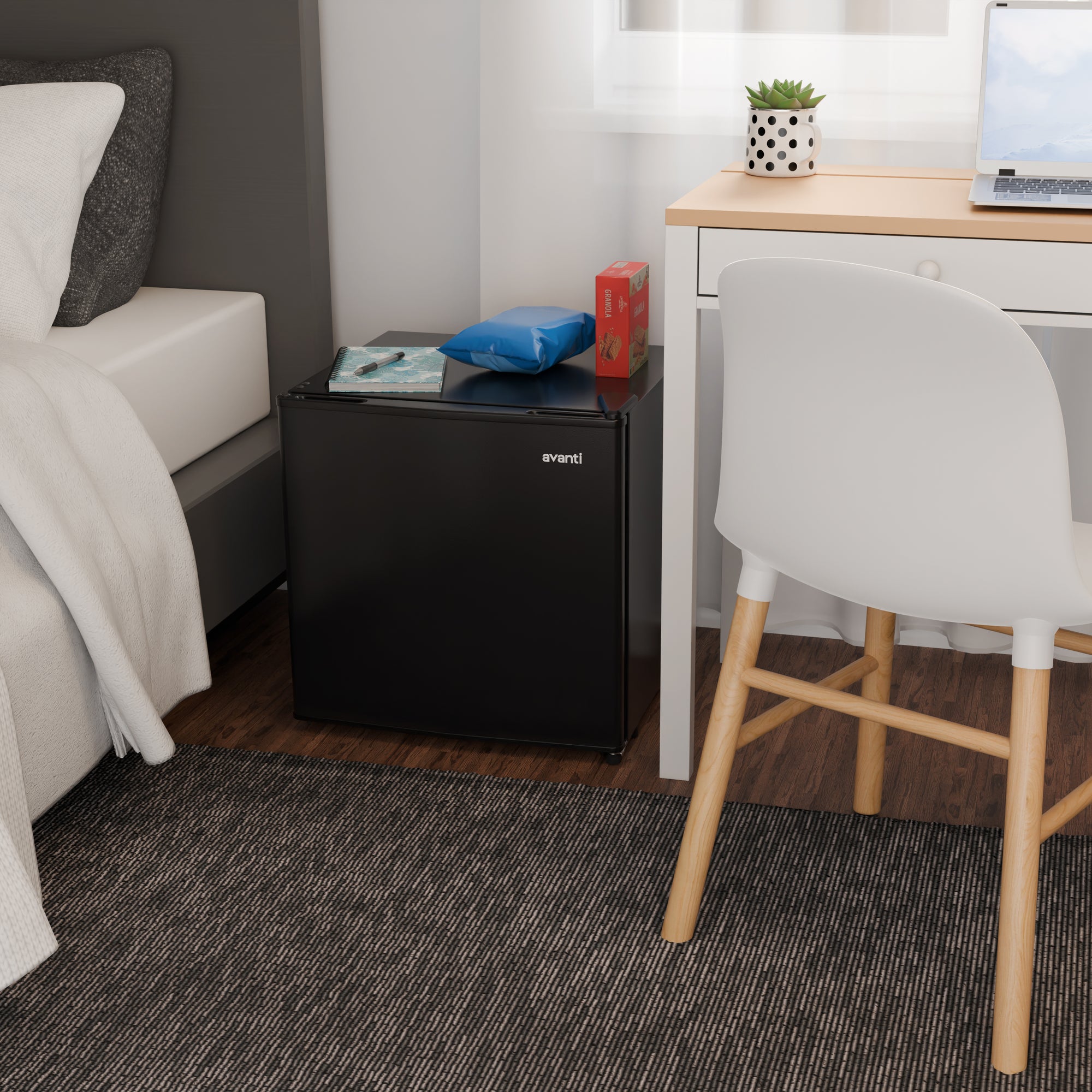 Avanti RM16J1B Mini Fridge Compact Refrigerator for Home Office or Dorm, Features Single Reversible Door Removable Shelf Manual Defrost and Adjustable Temperature Control, 1.6-Cu.Ft, Black on Fridge.com