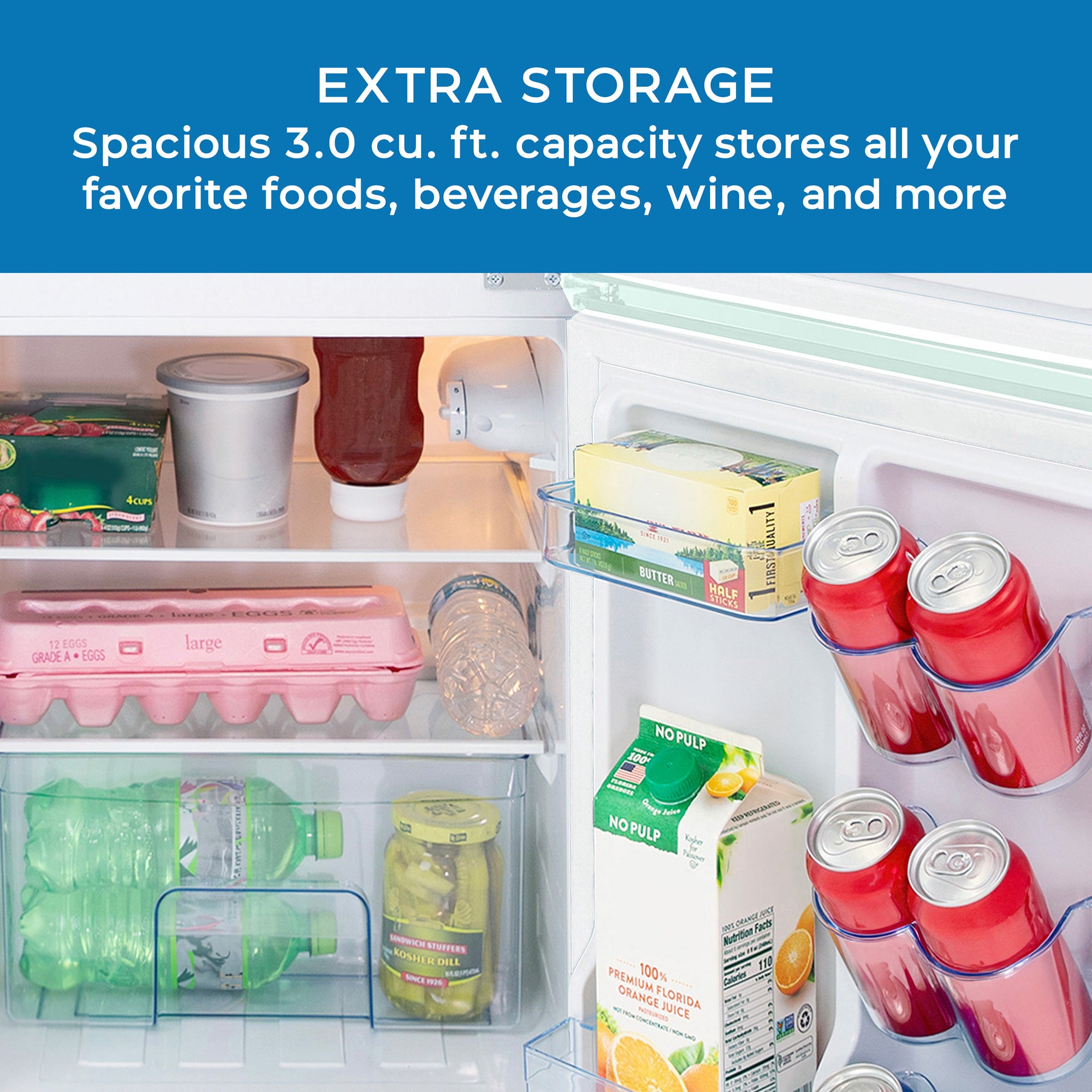 Avanti Mini Fridge with Freezer Retro Design Compact Refrigerator for Home Office or Dorm, Features Dual Doors Removable Shelves Manual Defrost and Mechanical Adjustable Temp Control, 3.1-Cu.Ft, Blue on Fridge.com