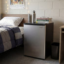 Avanti compact refrigerator with auto-defrost, silver front door and top handle