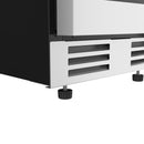 Wine cooler bottom with front vents and adjustable leveling feet