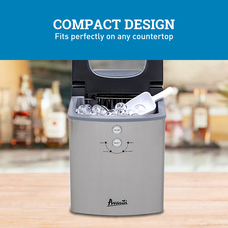 Avanti Portable Countertop Ice Maker, in Stainless Steel